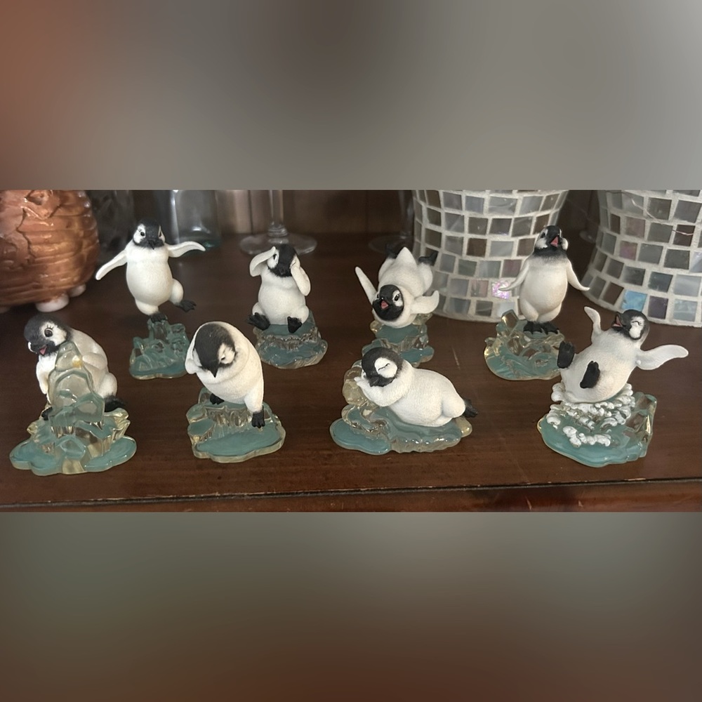 Penguin polar mate sculpture collection set of 8